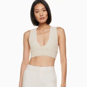 Aritzia babaton sculpt knit deep v tank matte pearl
